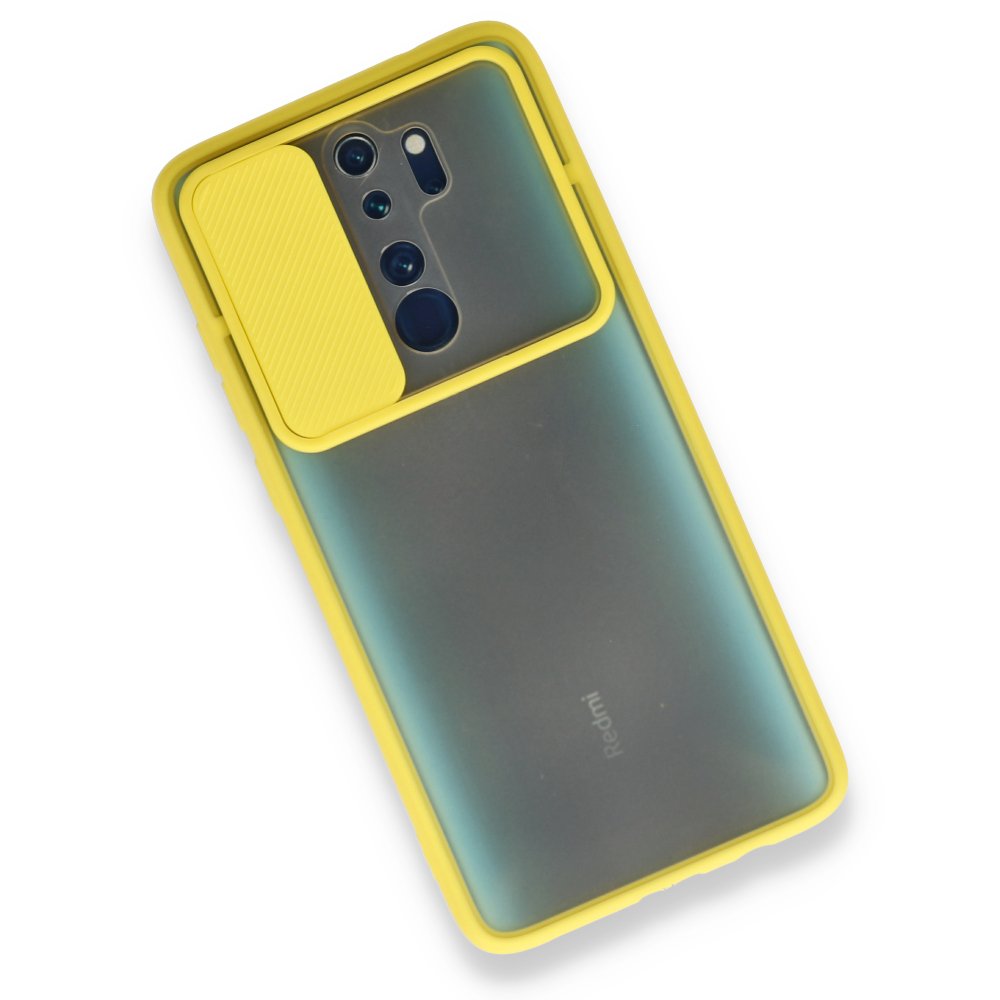 Redmi Note 8 Pro Kılıf Palm Buzlu Kamera Sürgülü Silikon - Sarı