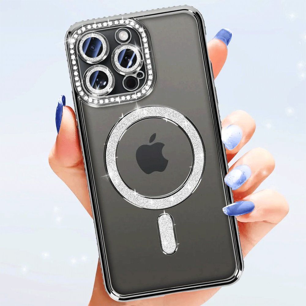 iPhone 14 Pro Kılıf Joke Simli Magneticsafe Kılıf - Mavi  iPhone 14 Pro Kılıf Joke Simli Magneticsafe Kılıf - Mavi