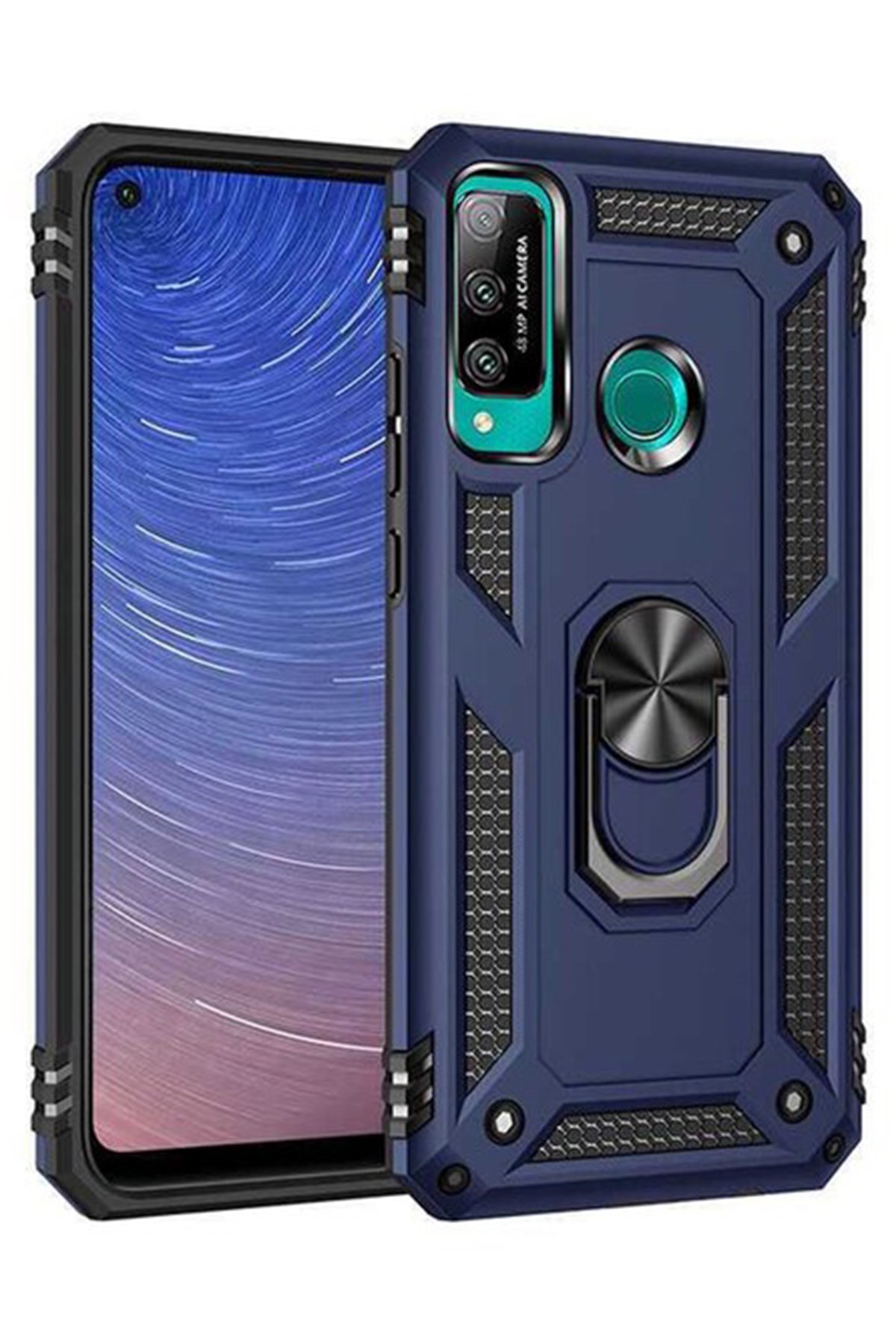 Huawei P40 Lite E Kılıf Sofya Yüzüklü Silikon Kapak - Lacivert  Huawei P40 Lite E Kılıf Sofya Yüzüklü Silikon Kapak - Lacivert