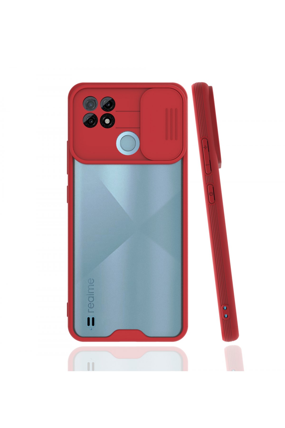 Realme C21 Kılıf Platin Kamera Koruma Silikon - Kırmızı  Realme C21 Kılıf Platin Kamera Koruma Silikon - Kırmızı
