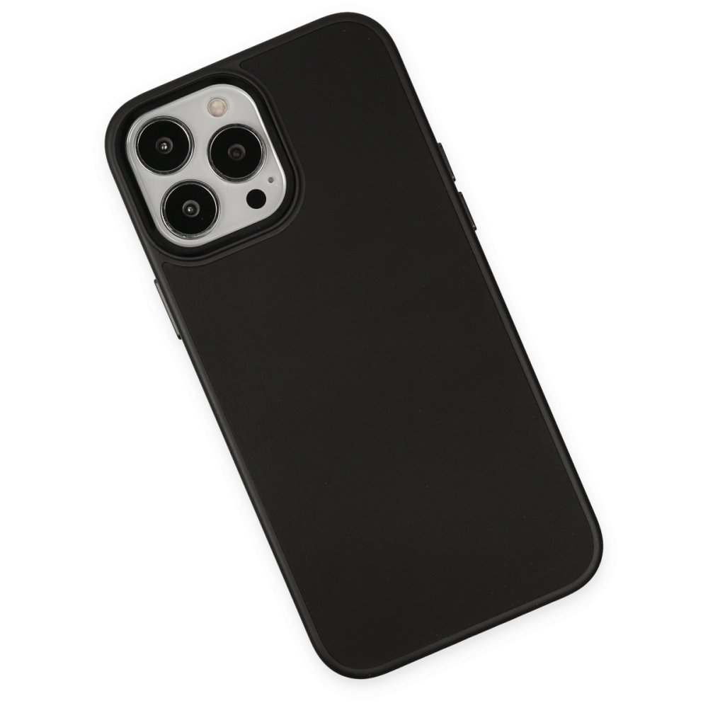 iPhone 13 Pro Max Kılıf Asya Deri Silikon - Siyah  iPhone 13 Pro Max Kılıf Asya Deri Silikon - Siyah