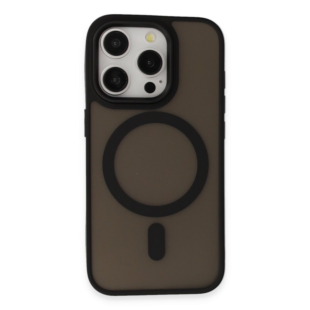  iPhone 15 Pro Max Kılıf Oslo Magsafe Kapak - Siyah