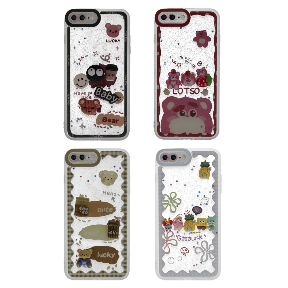  iPhone 7 Plus Kılıf Sweet Desenli Silikon Kapak - Şeffaf