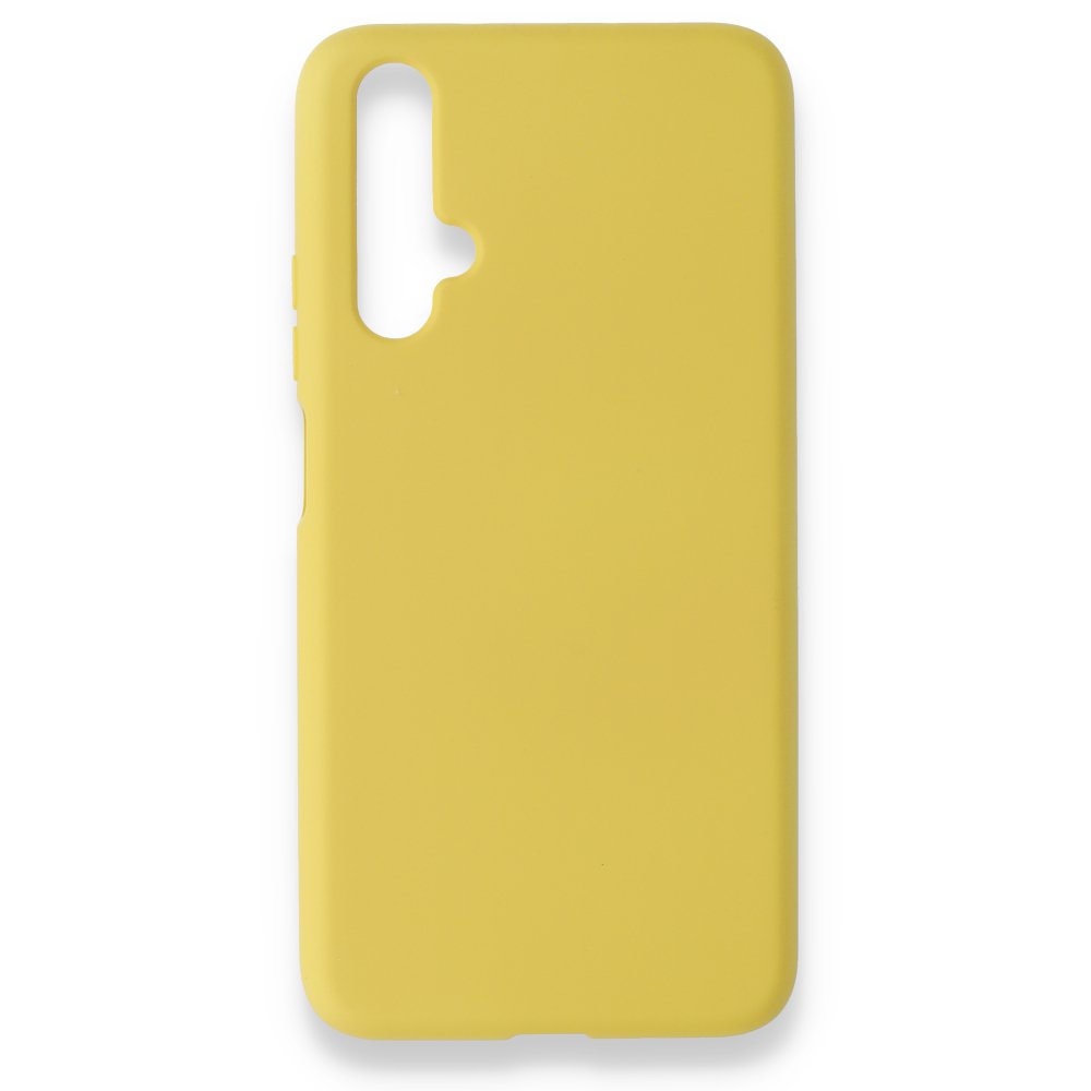 Huawei Nova 5T Kılıf Nano içi Kadife Silikon - Sarı  Huawei Nova 5T Kılıf Nano içi Kadife Silikon - Sarı
