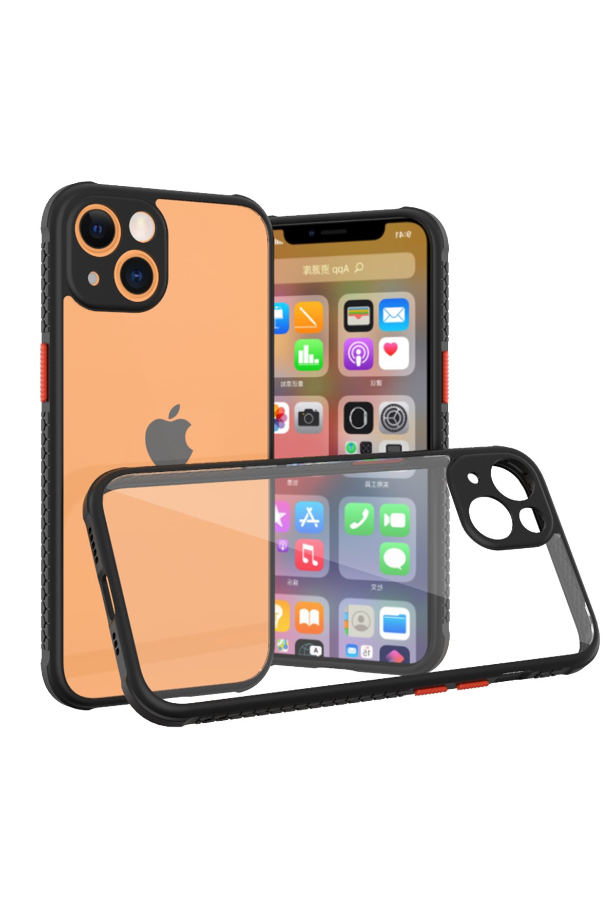  iPhone 13 Mini Kılıf Miami Şeffaf Silikon - Siyah