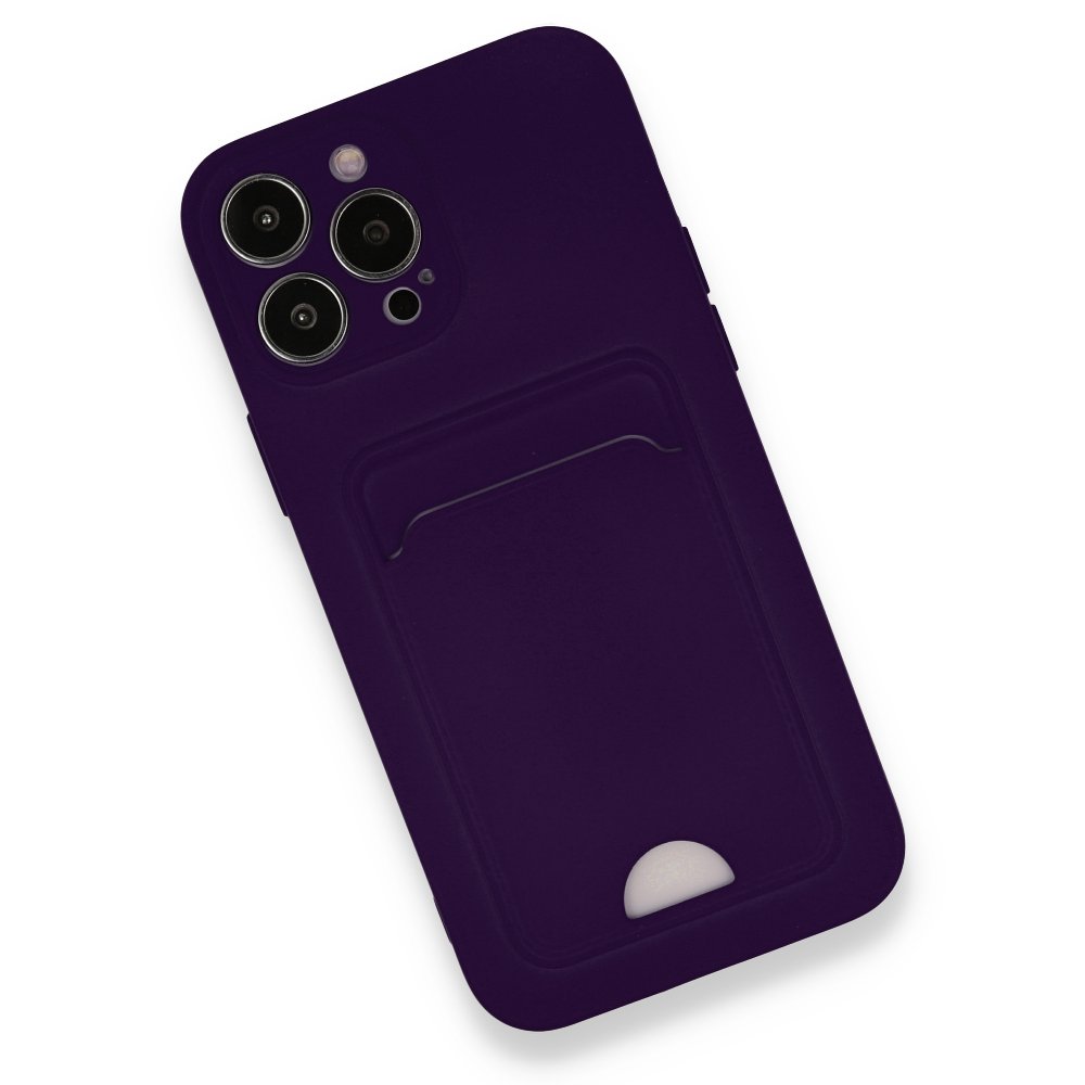  iPhone 12 Pro Max Kılıf Kelvin Kartvizitli Silikon - Derin Mor
