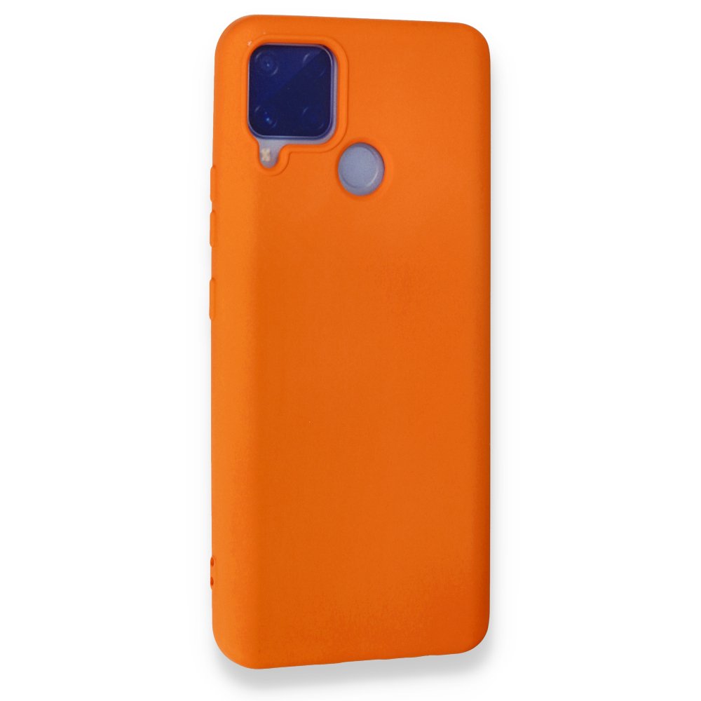 Realme C15 Kılıf Nano içi Kadife Silikon - Turuncu  Realme C15 Kılıf Nano içi Kadife Silikon - Turuncu