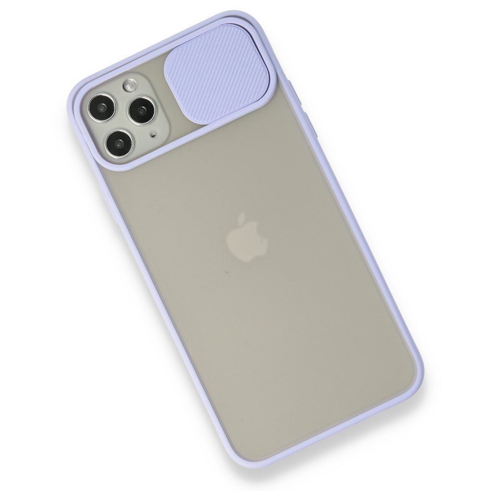  iPhone 11 Pro Max Kılıf Palm Buzlu Kamera Sürgülü Silikon - Lila
