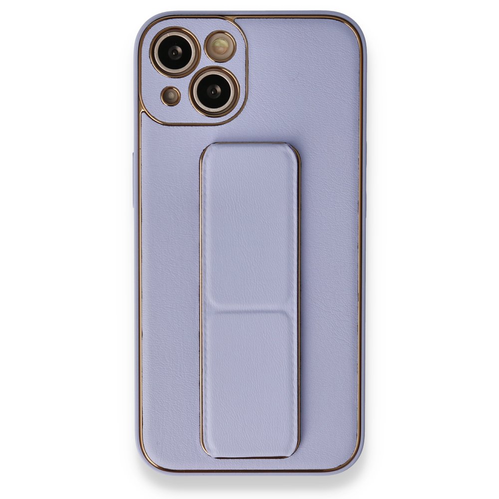 iPhone 13 Kılıf Coco Deri Standlı Kapak - Lila  iPhone 13 Kılıf Coco Deri Standlı Kapak - Lila
