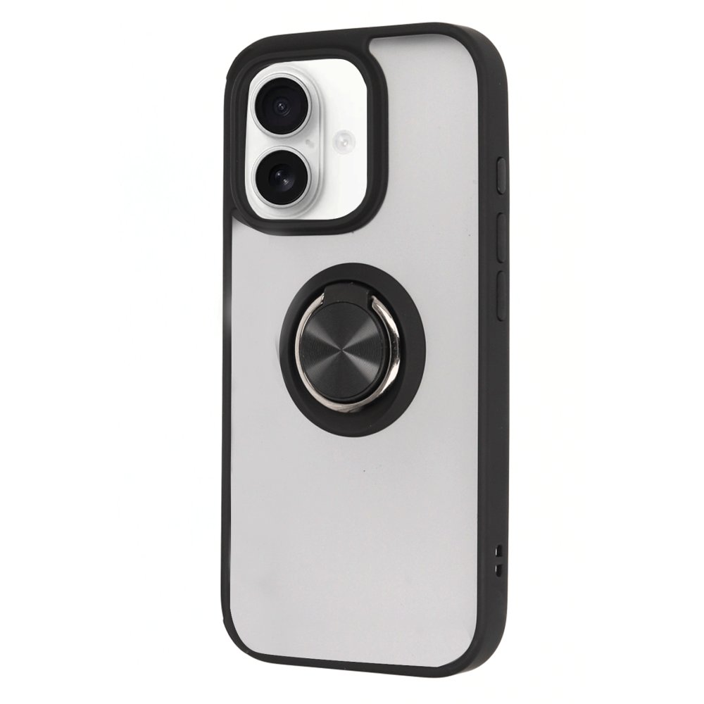  iPhone 16 Kılıf Montreal Yüzüklü Silikon Kapak - Siyah