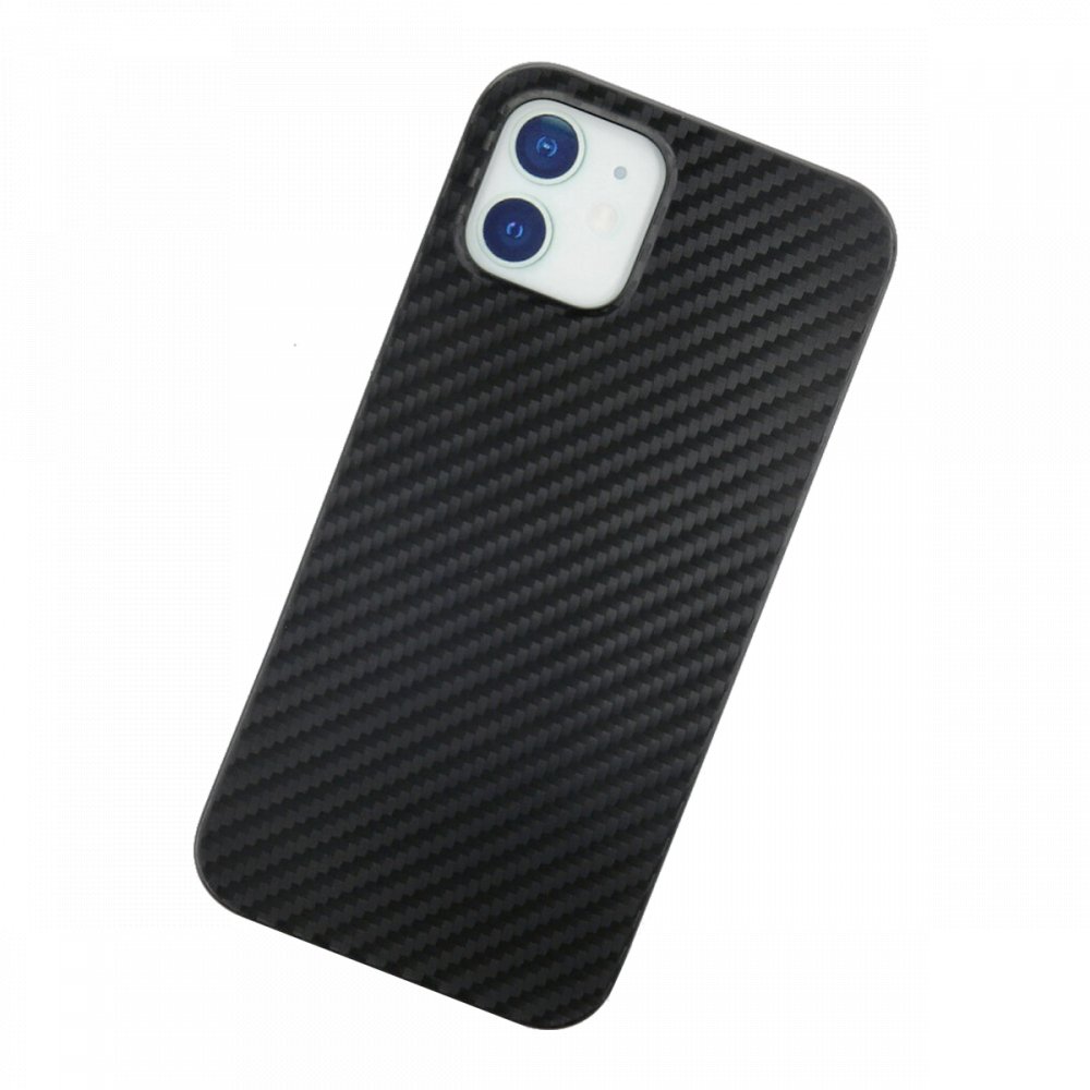  iPhone 12 Kılıf Karbon PP Silikon - Siyah