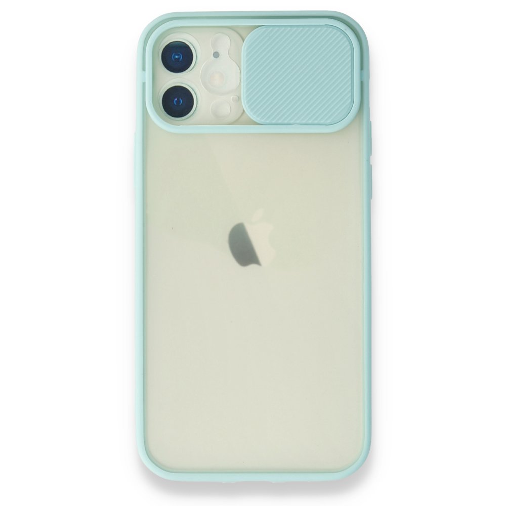 iPhone 12 Kılıf Palm Buzlu Kamera Sürgülü Silikon - Turkuaz iPhone 12 Kılıf Palm Buzlu Kamera Sürgülü Silikon - Turkuaz