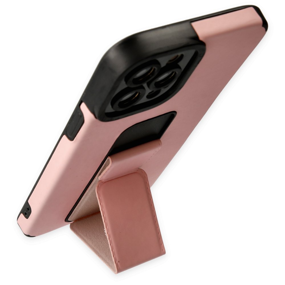 iPhone 12 Pro Max Kılıf Mega Standlı Silikon - Pudra