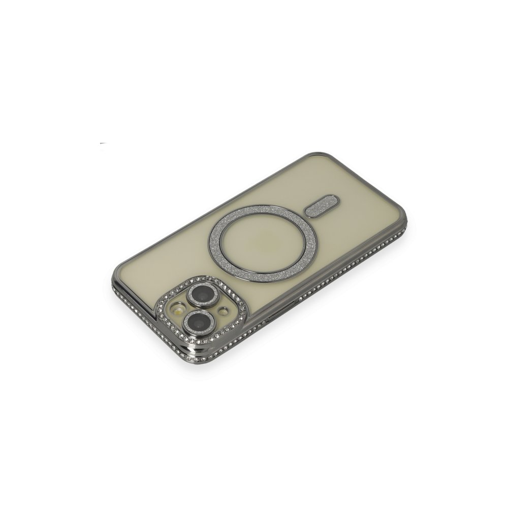 iPhone 15 Kılıf Joke Simli Magneticsafe Kılıf - Gri  iPhone 15 Kılıf Joke Simli Magneticsafe Kılıf - Gri