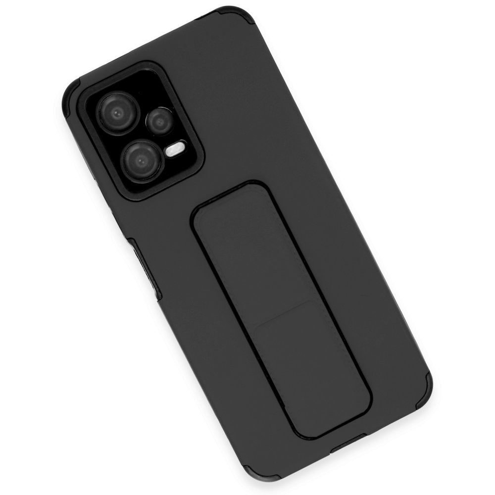 Redmi Note 12 5G Kılıf Mega Standlı Silikon - Siyah Redmi Note 12 5G Kılıf Mega Standlı Silikon - Siyah