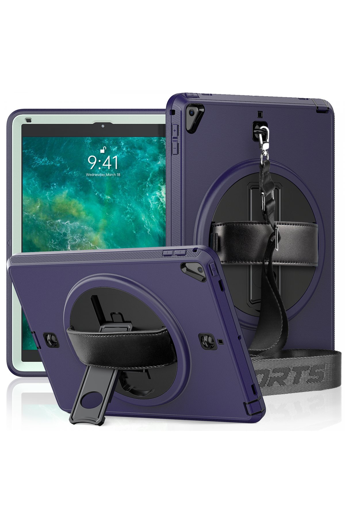  iPad 5 Air 9.7 Kılıf Strap-C Otterbox Tablet Kapak - Lacivert