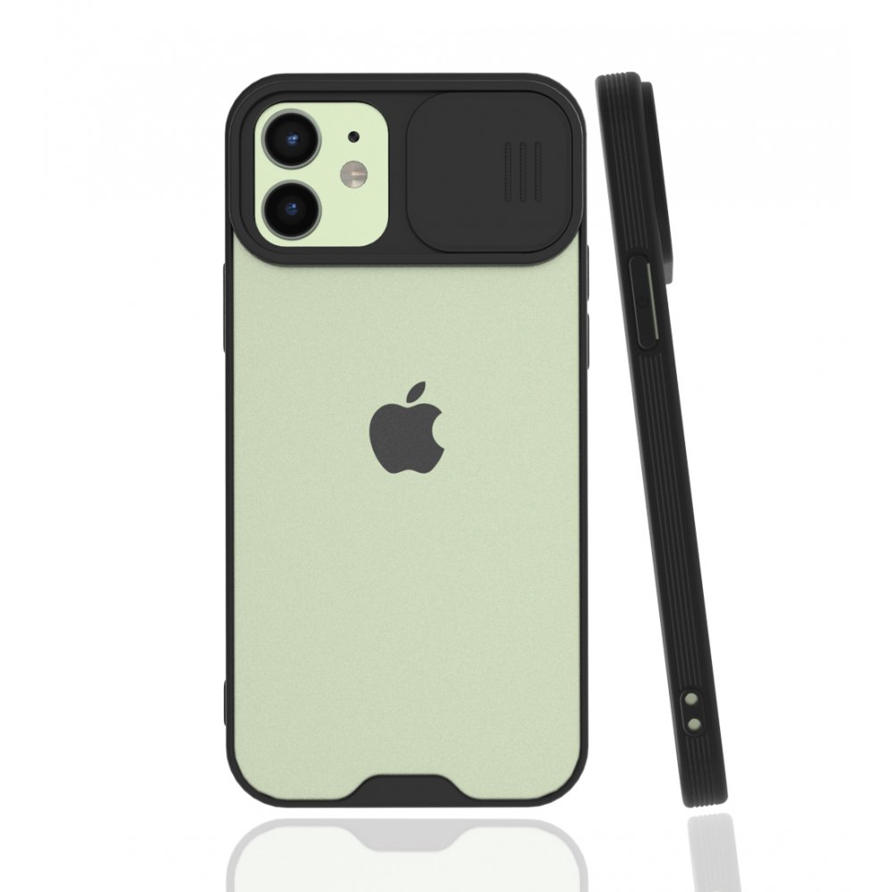  iPhone 12 Kılıf Platin Kamera Koruma Silikon - Siyah