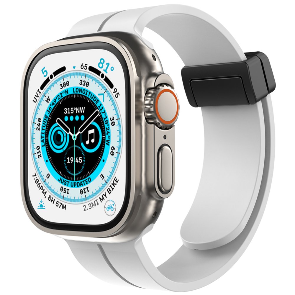  Apple Watch Ultra 49mm KR412 Elegance Stylısh Kordon - Beyaz