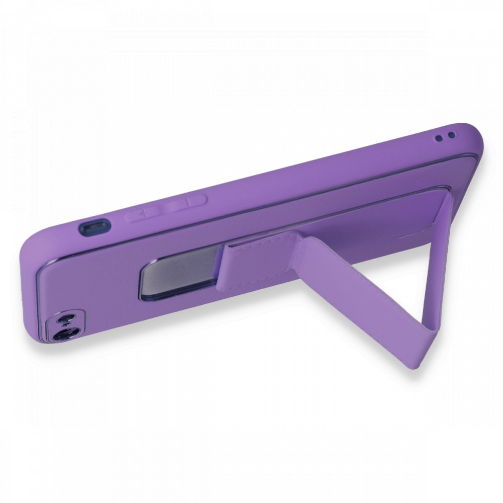  iPhone 7 Kılıf Coco Deri Standlı Kapak - Koyu Lila