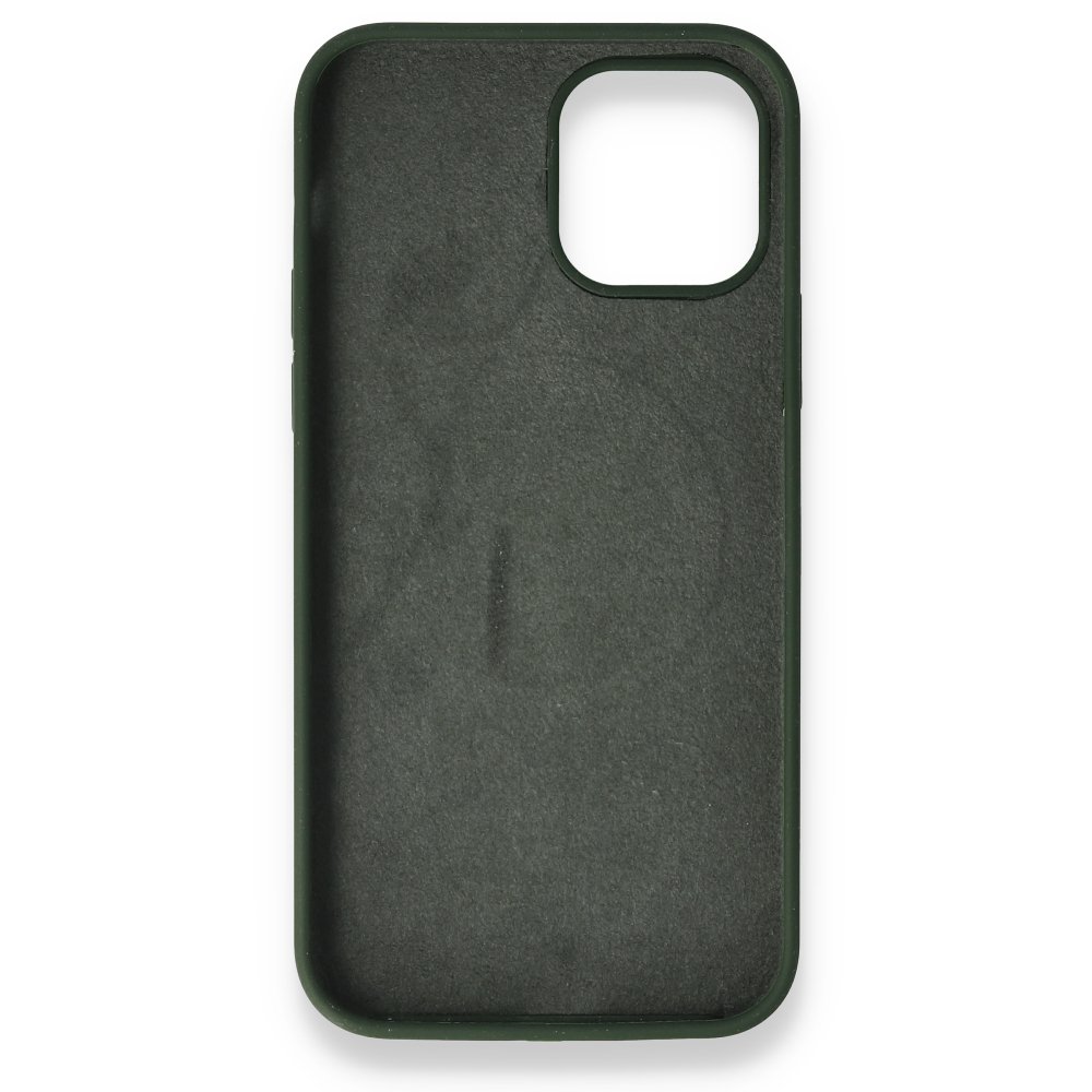  iPhone 12 Kılıf Magneticsafe Lansman Silikon Kapak - Yeşil