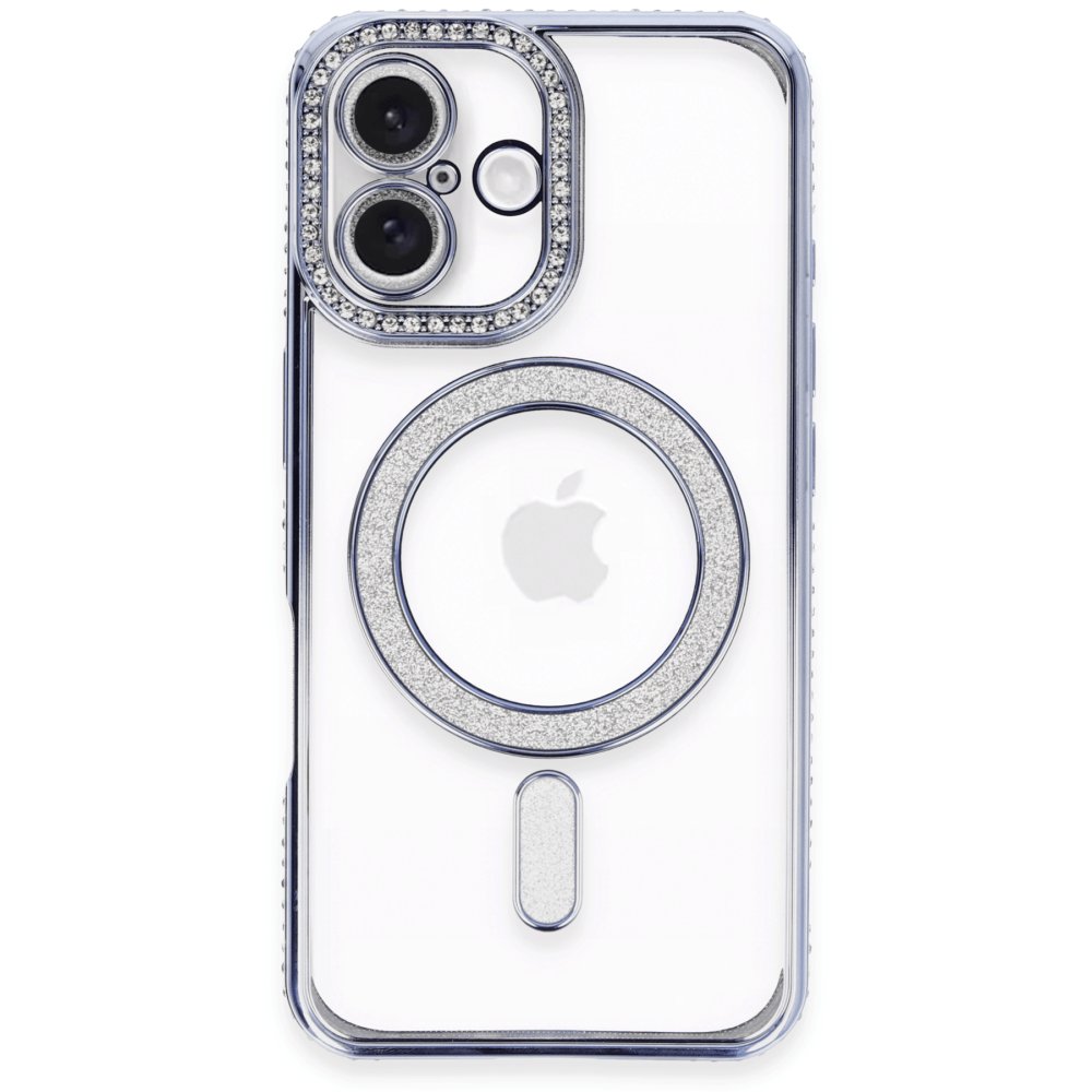  iPhone 16 Kılıf Joke Simli Magneticsafe Kılıf - Mavi