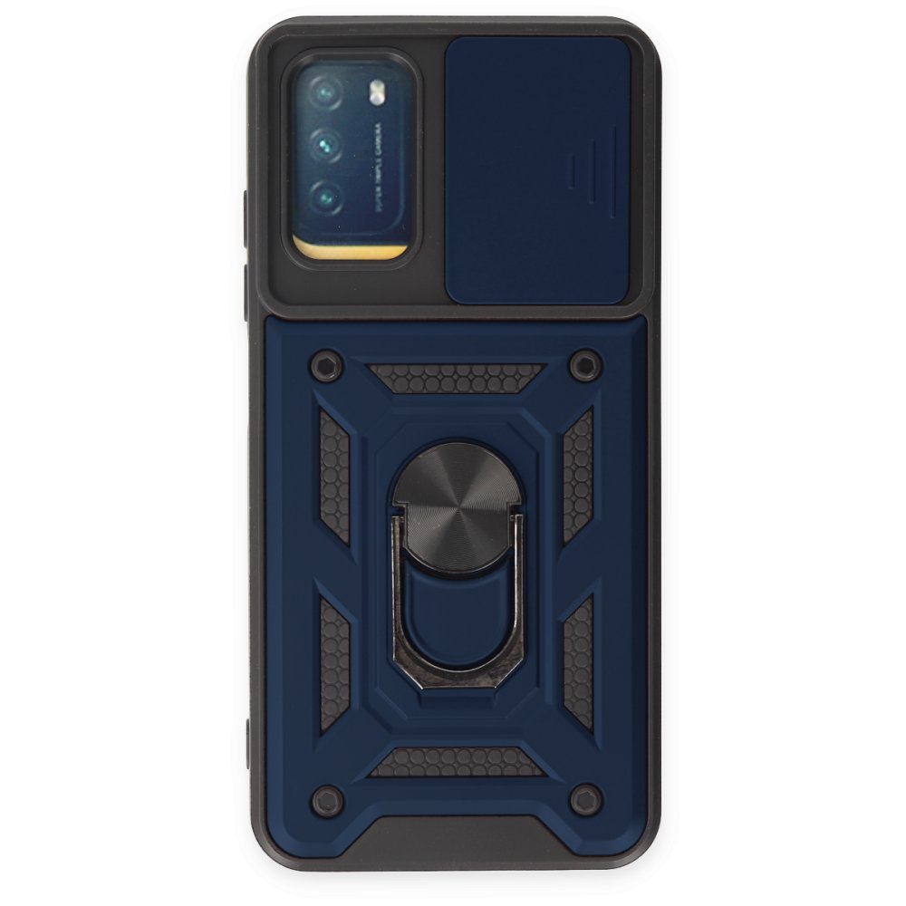  Xiaomi Pocophone M3 Kılıf Pars Lens Yüzüklü Silikon - Lacivert