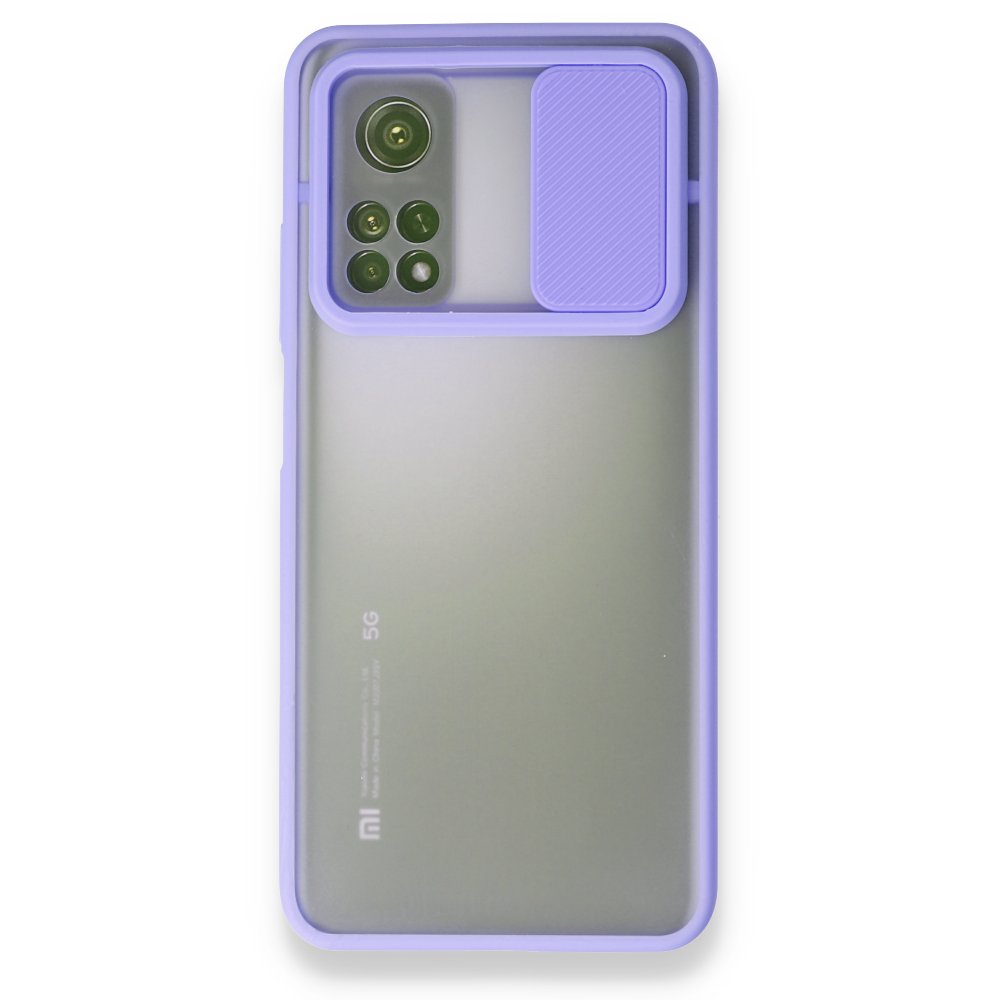  Xiaomi Mi 10T Pro Kılıf Palm Buzlu Kamera Sürgülü Silikon - Lila