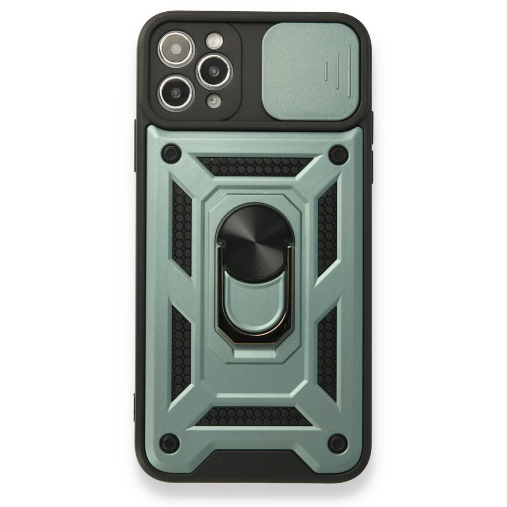  iPhone 11 Pro Max Kılıf Pars Lens Yüzüklü Silikon - Yeşil