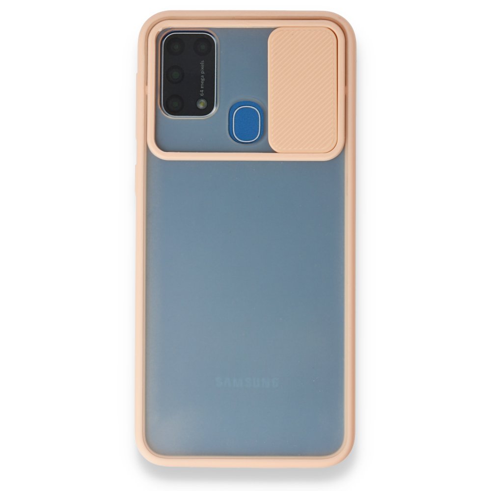  Samsung Galaxy M31 Kılıf Palm Buzlu Kamera Sürgülü Silikon - Pembe