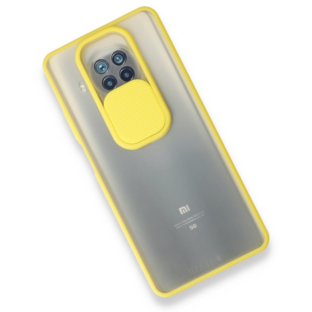 Xiaomi Mi 10T Lite Kılıf Palm Buzlu Kamera Sürgülü Silikon - Sarı  Xiaomi Mi 10T Lite Kılıf Palm Buzlu Kamera Sürgülü Silikon - Sarı