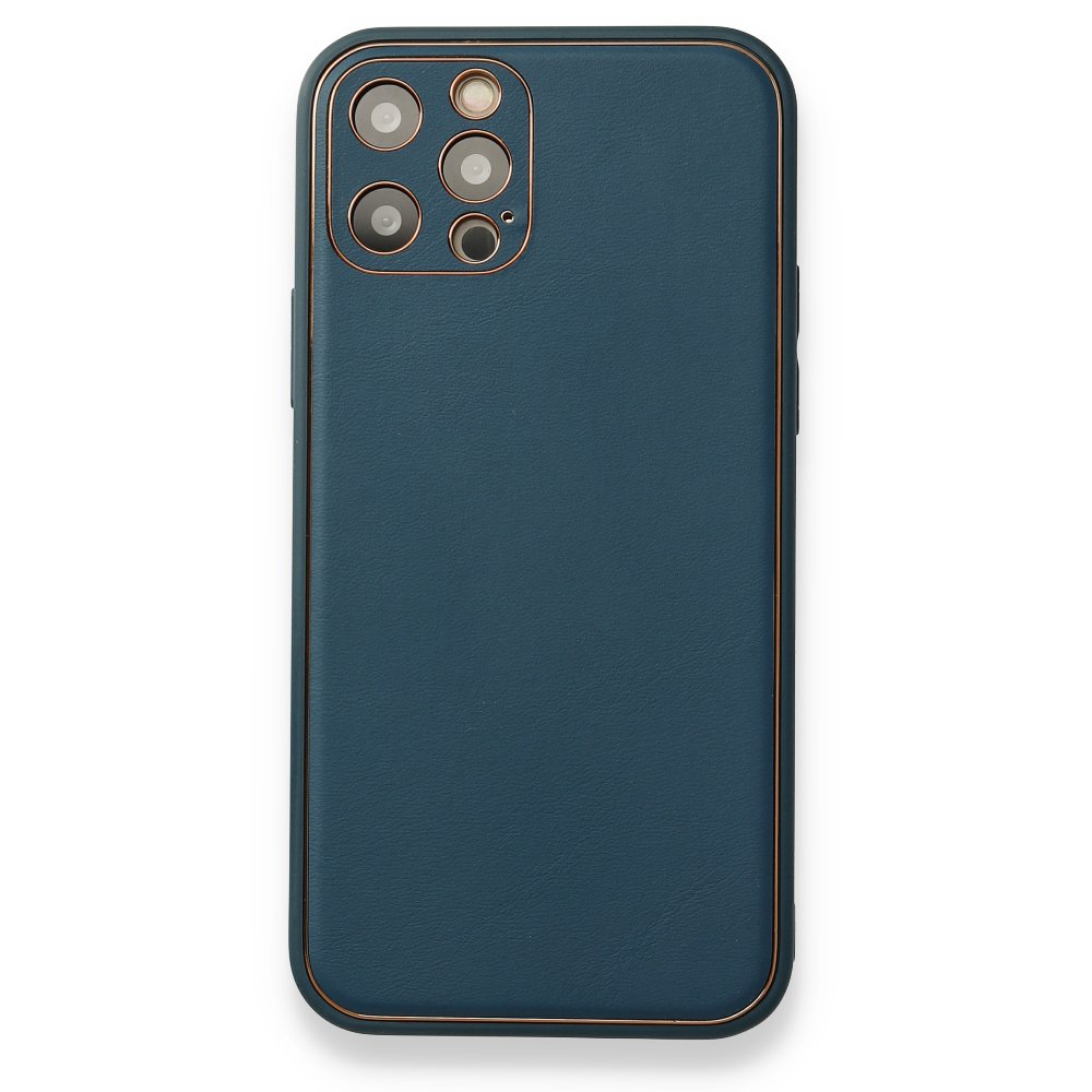  iPhone 12 Pro Max Kılıf Coco Deri Silikon Kapak - Mavi