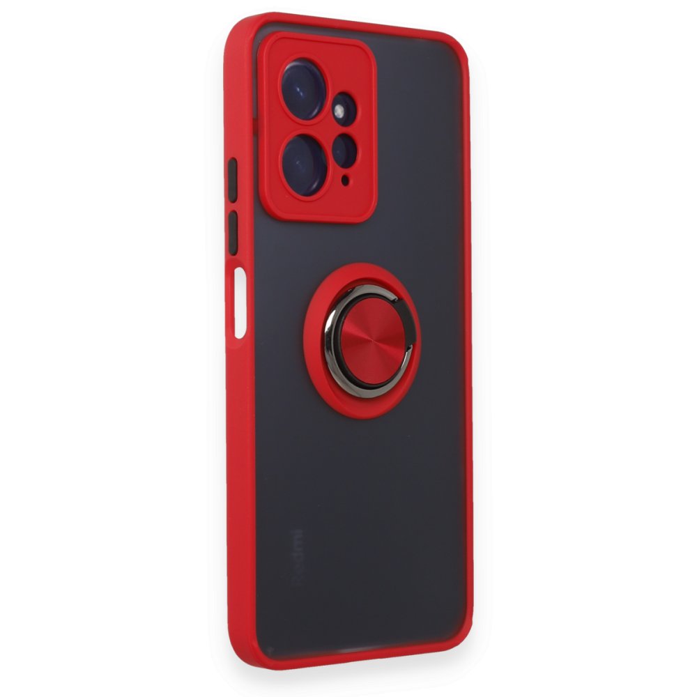 Redmi Note 12 4G Kılıf Montreal Yüzüklü Silikon Kapak - Kırmızı