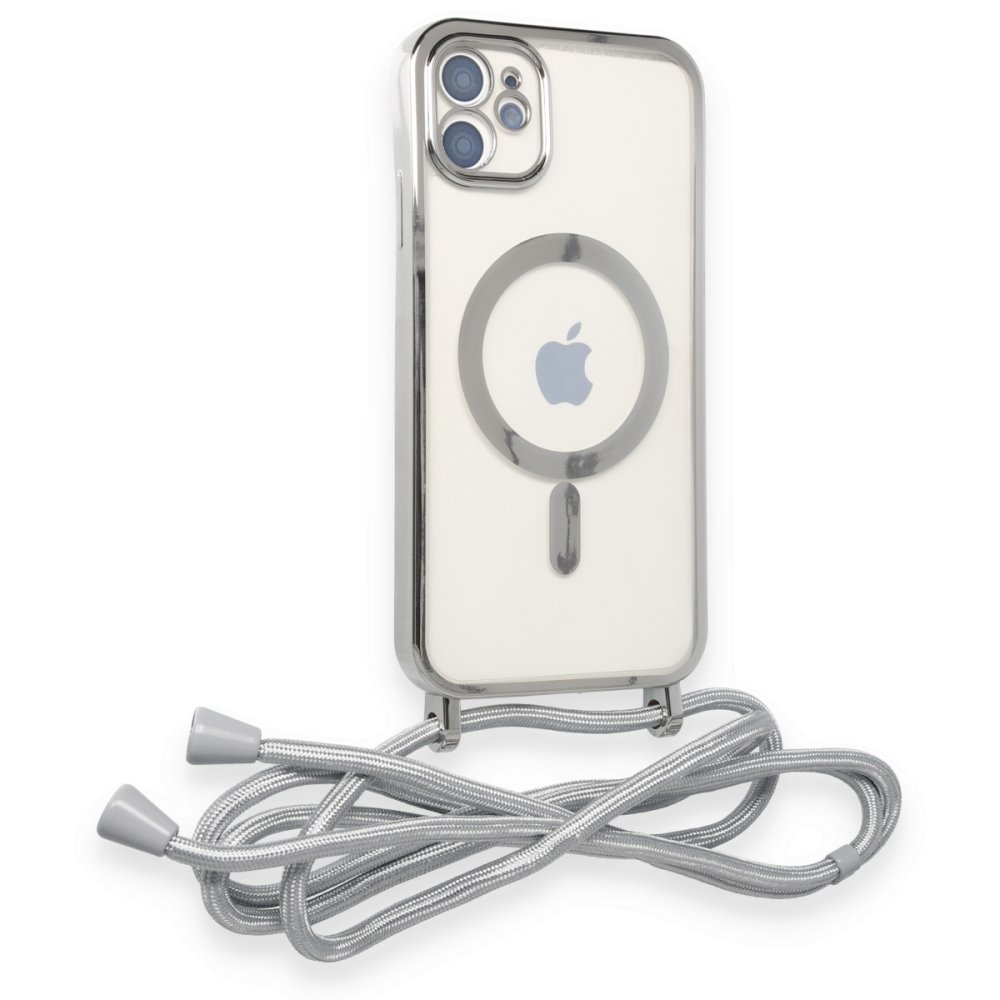 iPhone 11 Kılıf Divo Lazer Askılı Magsafe Kapak - Gümüş iPhone 11 Kılıf Divo Lazer Askılı Magsafe Kapak - Gümüş