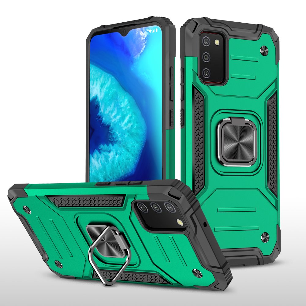  Samsung Galaxy A02S Kılıf Zegna Yüzüklü Silikon Kapak - Koyu Yeşil