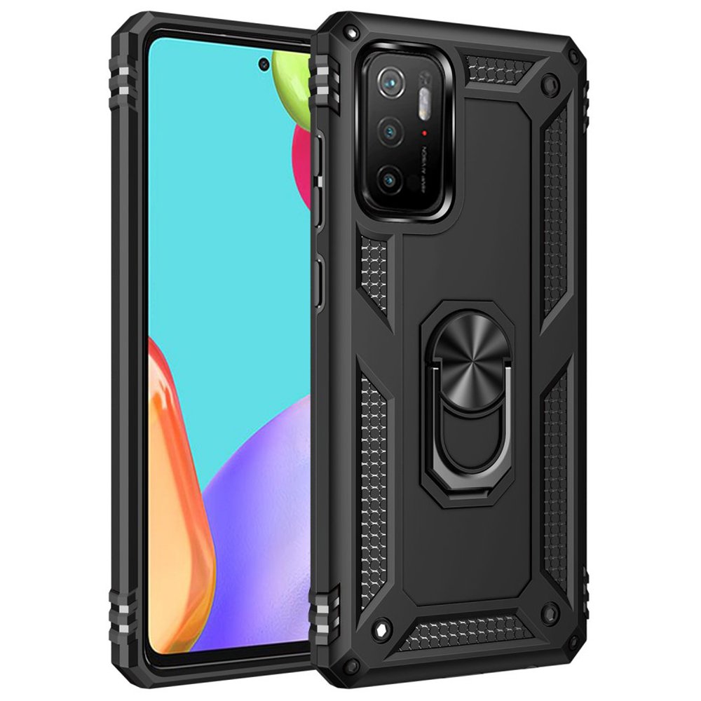  Xiaomi Pocophone M3 Kılıf Sofya Yüzüklü Silikon Kapak - Siyah