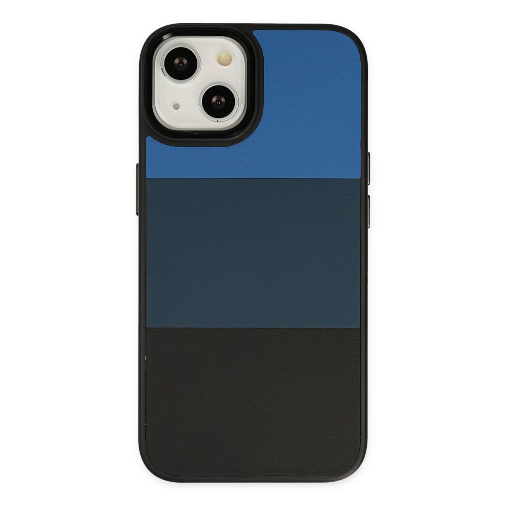  iPhone 14 Plus Kılıf King Kapak - Mavi-Siyah