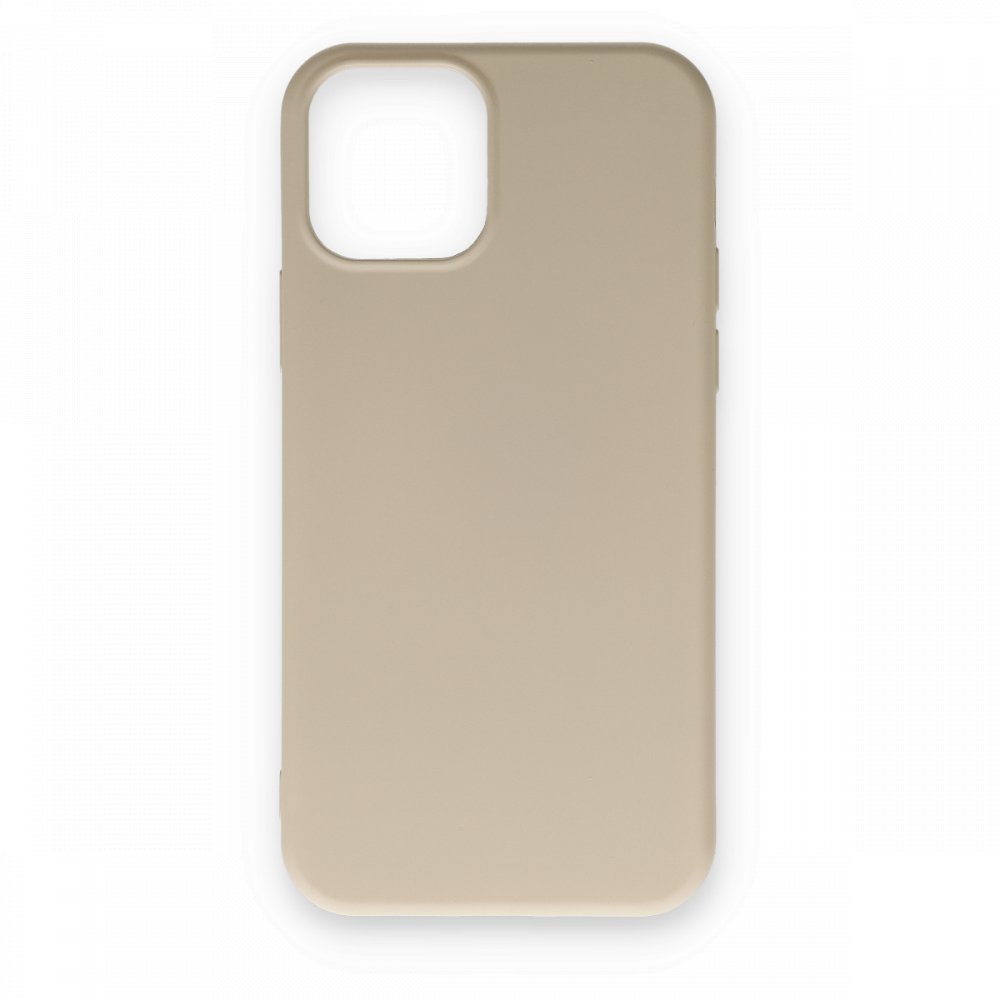iPhone 12 Kılıf Nano içi Kadife Silikon - Bej iPhone 12 Kılıf Nano içi Kadife Silikon - Bej