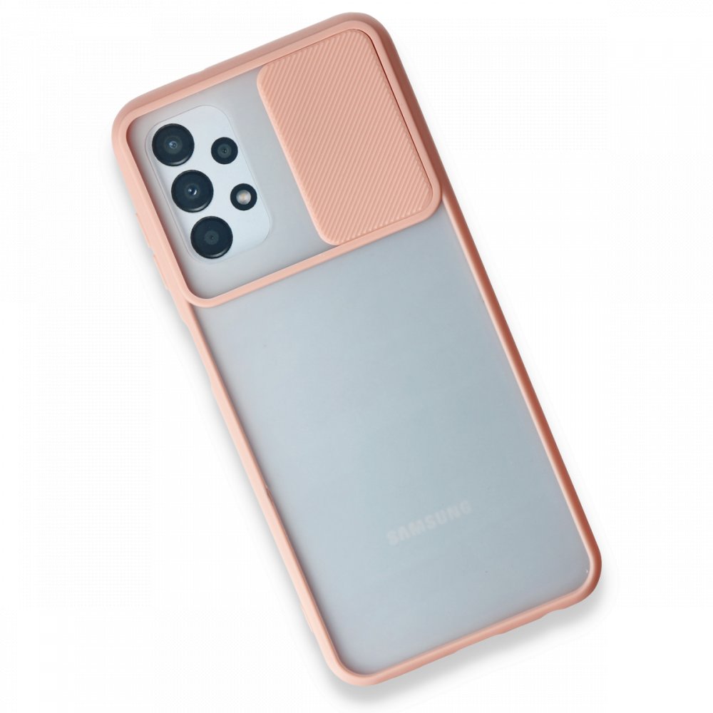 Samsung Galaxy A23 4G Kılıf Palm Buzlu Kamera Sürgülü Silikon - Pembe Samsung Galaxy A23 4G Kılıf Palm Buzlu Kamera Sürgülü Silikon - Pembe