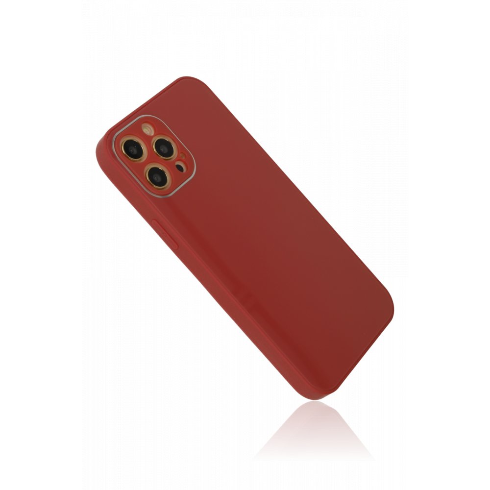 iPhone 12 Pro Kılıf Glass Kapak - Bordo