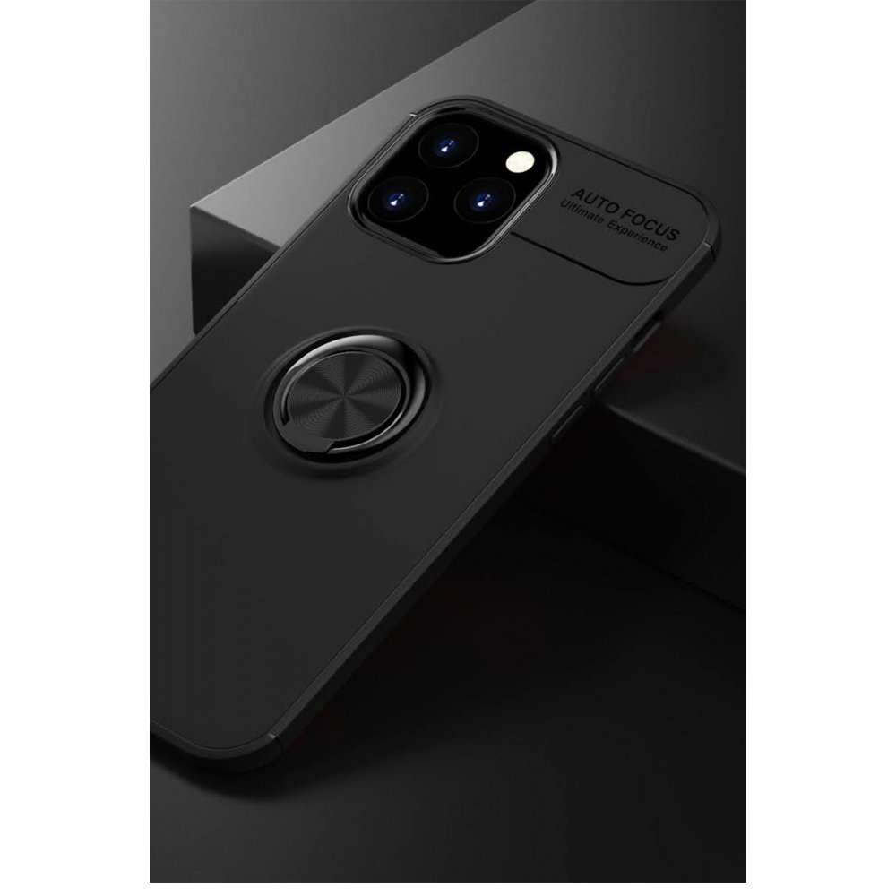  iPhone 12 Pro Max Kılıf Range Yüzüklü Silikon - Siyah