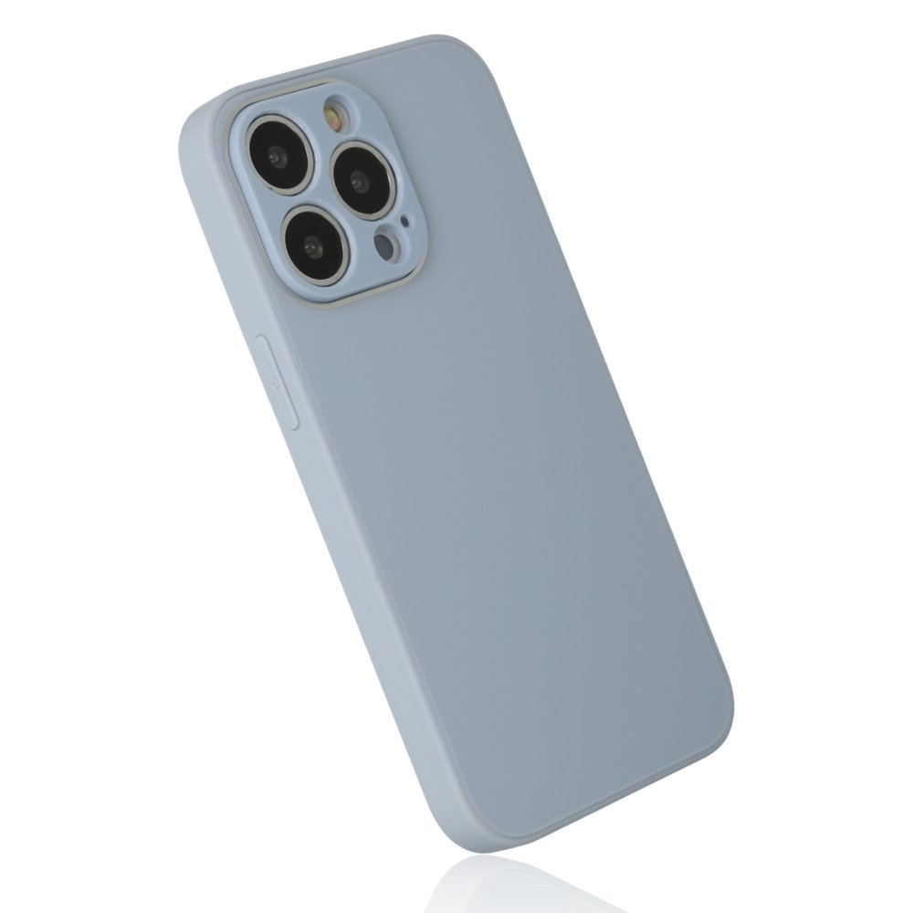 iPhone 14 Pro Max Kılıf Glass Kapak - Sky Blue  iPhone 14 Pro Max Kılıf Glass Kapak - Sky Blue