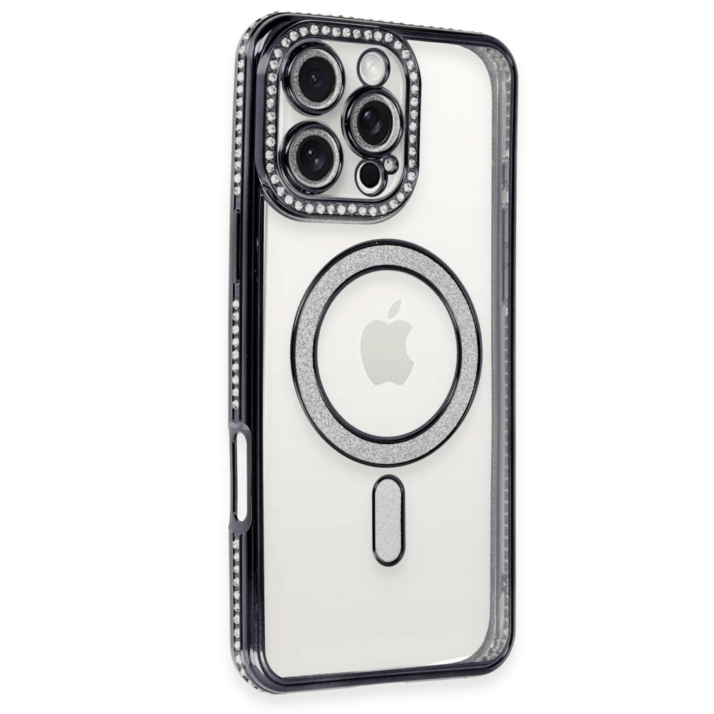  iPhone 16 Pro Kılıf Joke Simli Magneticsafe Kılıf - Siyah