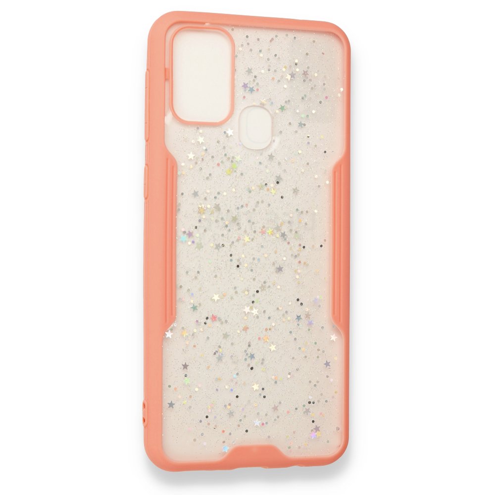  Samsung Galaxy M31 Kılıf Platin Simli Silikon - Pembe