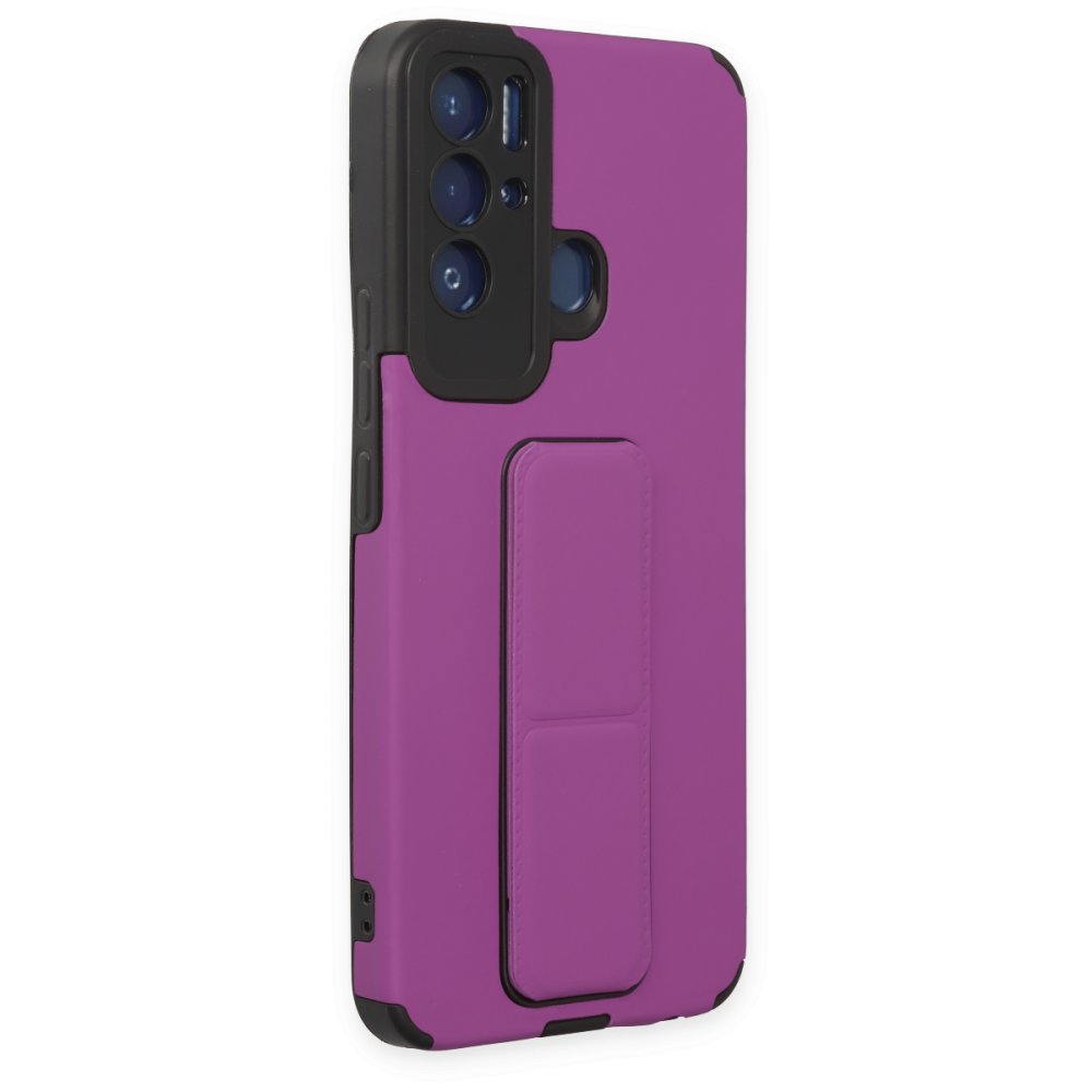 Tecno Pova Neo Kılıf Mega Standlı Silikon - Mor Tecno Pova Neo Kılıf Mega Standlı Silikon - Mor