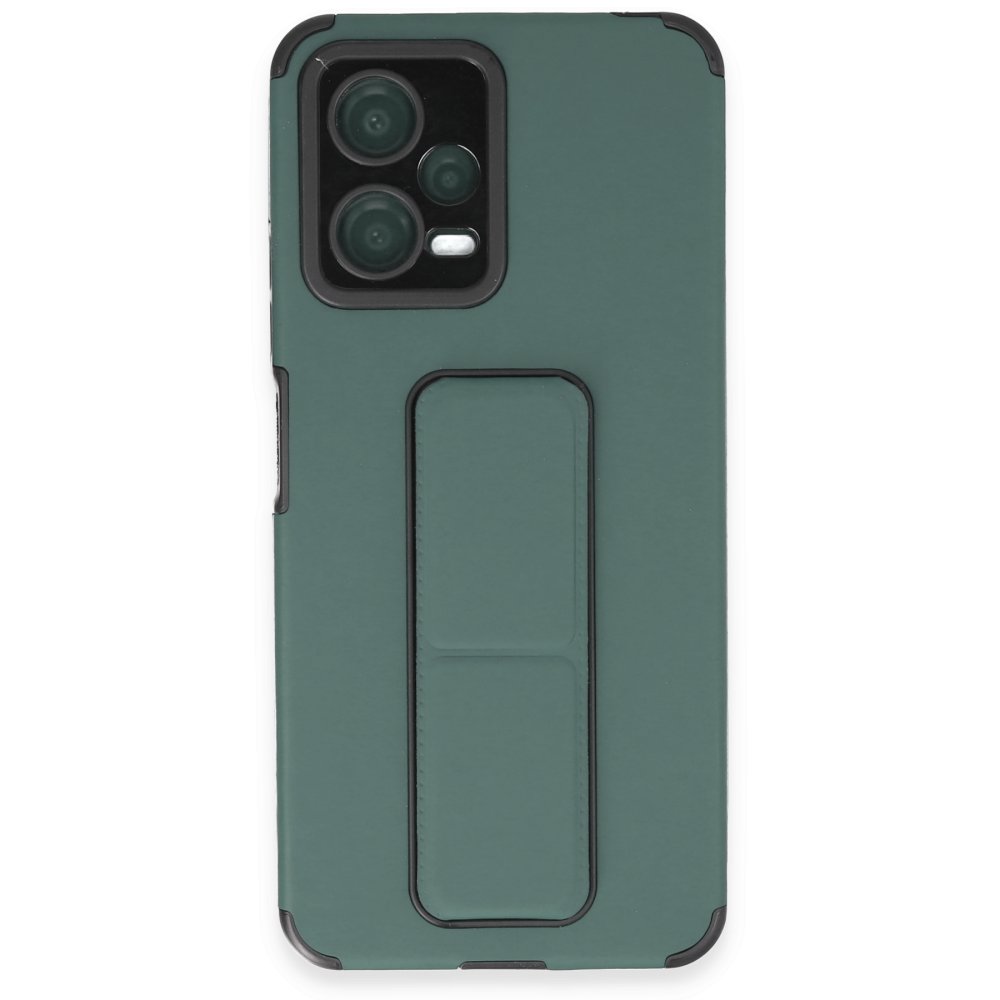 Redmi Note 12 5G Kılıf Mega Standlı Silikon - Yeşil