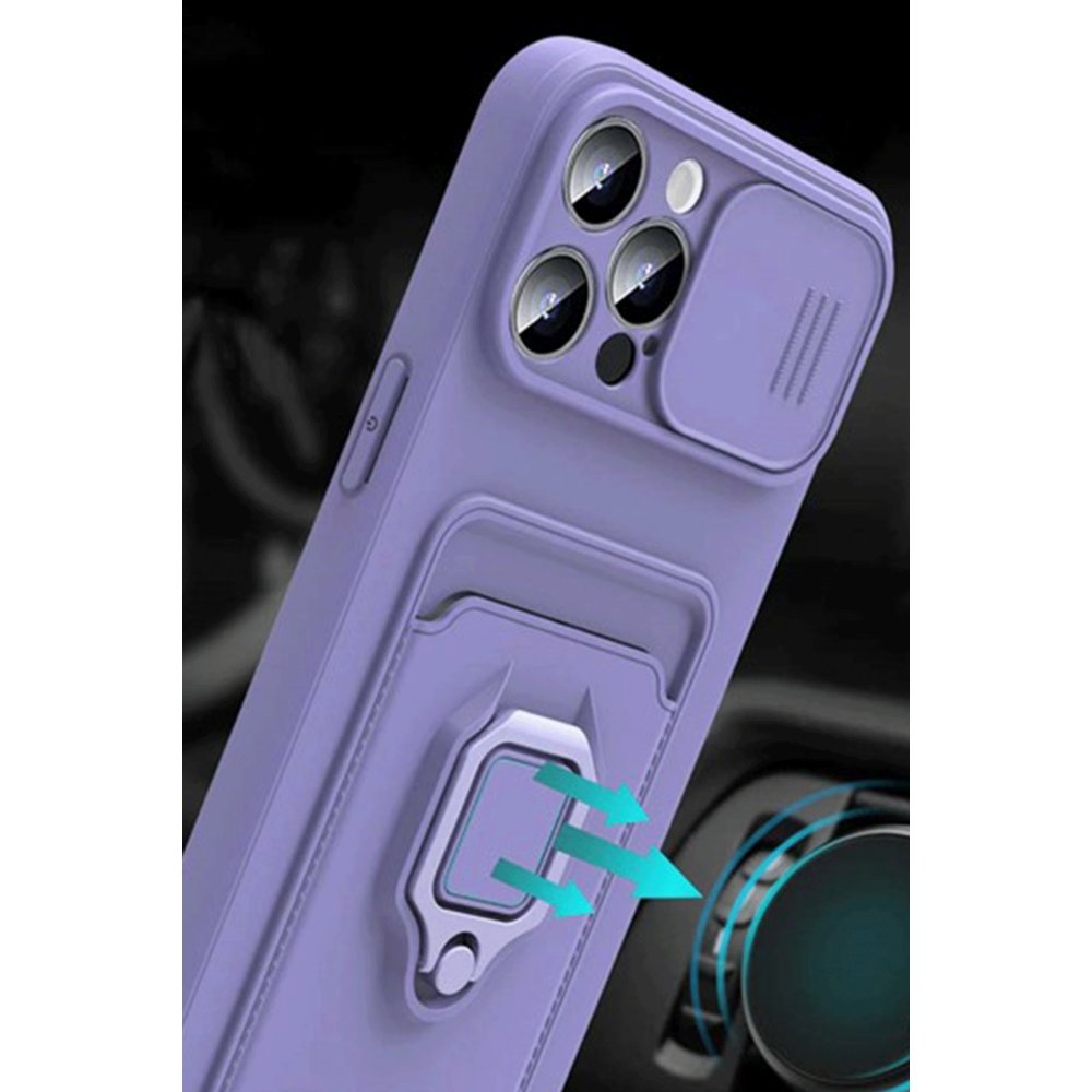  Xiaomi Mİ 11 Lite Kılıf Zuma Kartvizitli Yüzüklü Silikon - Pembe