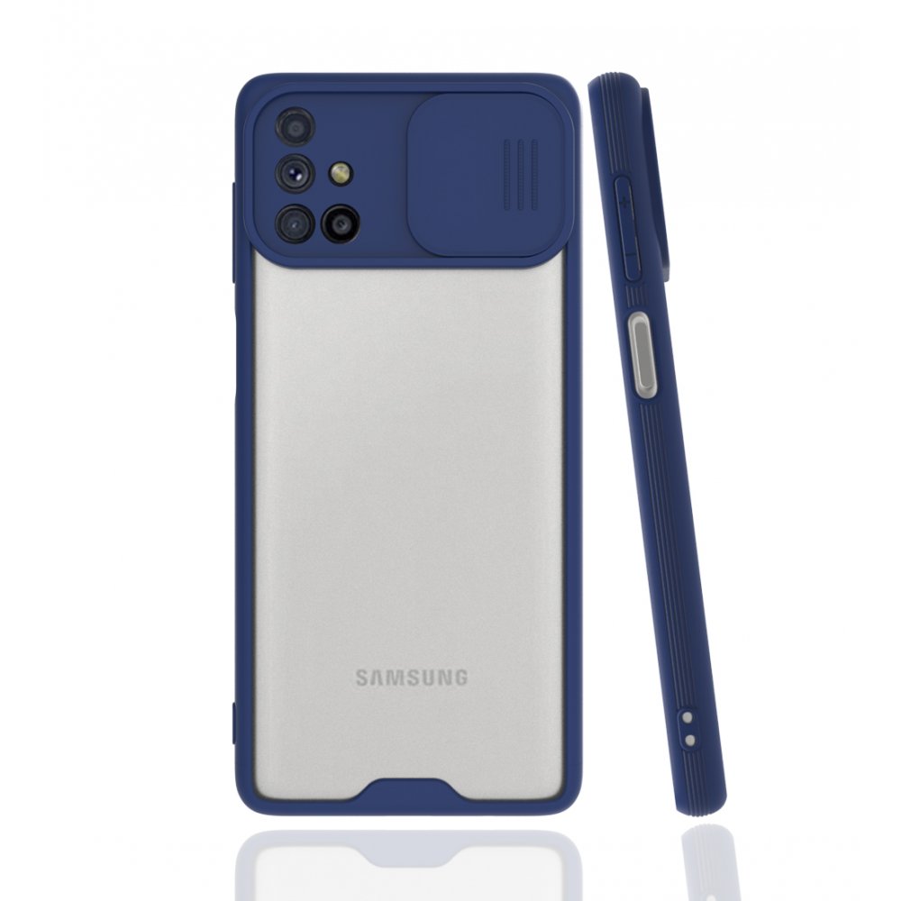  Samsung Galaxy M51 Kılıf Platin Kamera Koruma Silikon - Lacivert