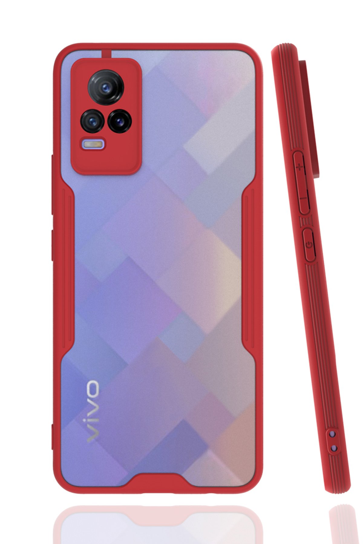  Vivo V21e Kılıf Platin Silikon - Kırmızı