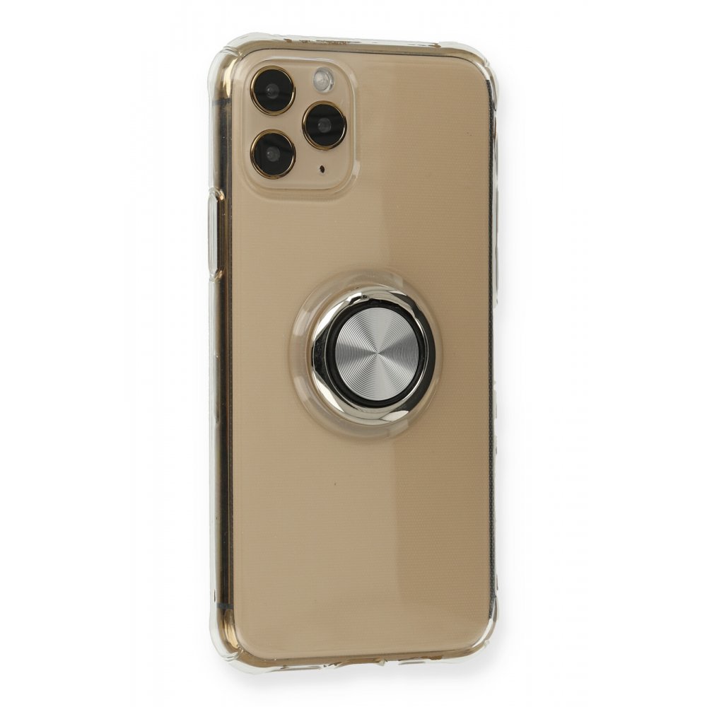  iPhone 11 Pro Kılıf Gros Yüzüklü Silikon - Gümüş