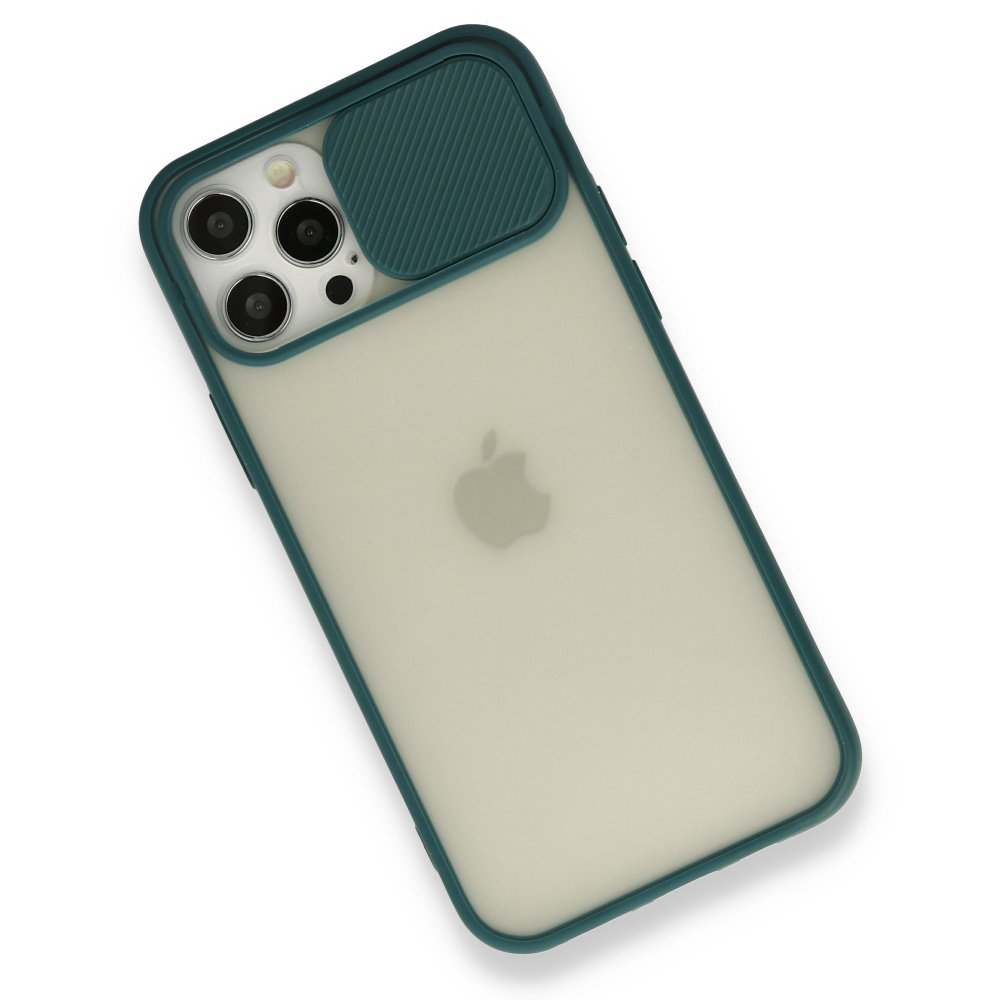 iPhone 12 Pro Kılıf Palm Buzlu Kamera Sürgülü Silikon - Yeşil iPhone 12 Pro Kılıf Palm Buzlu Kamera Sürgülü Silikon - Yeşil